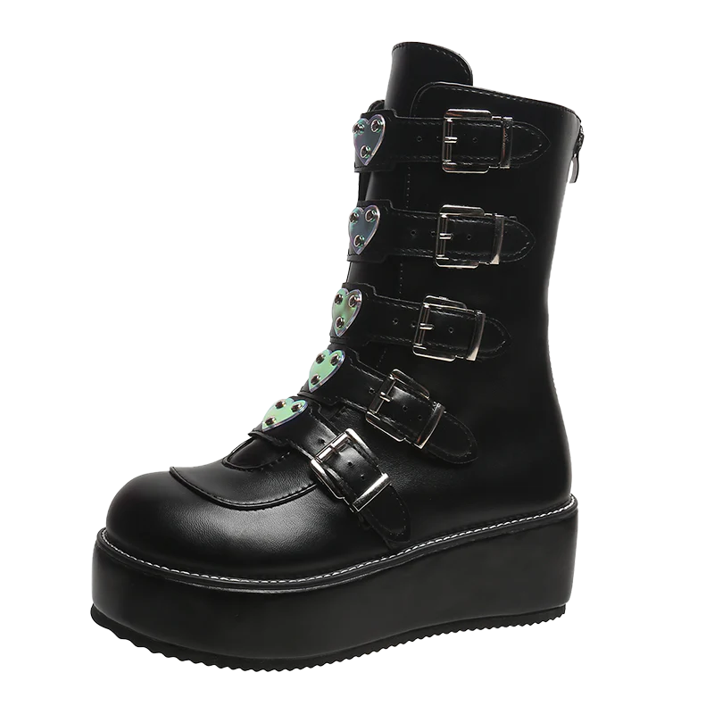 Punk Rock Heart Egirl Short Boots - Image 2