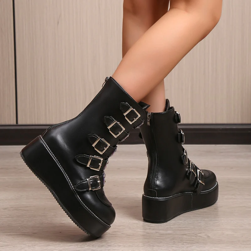 Punk Rock Heart Egirl Short Boots - Image 4