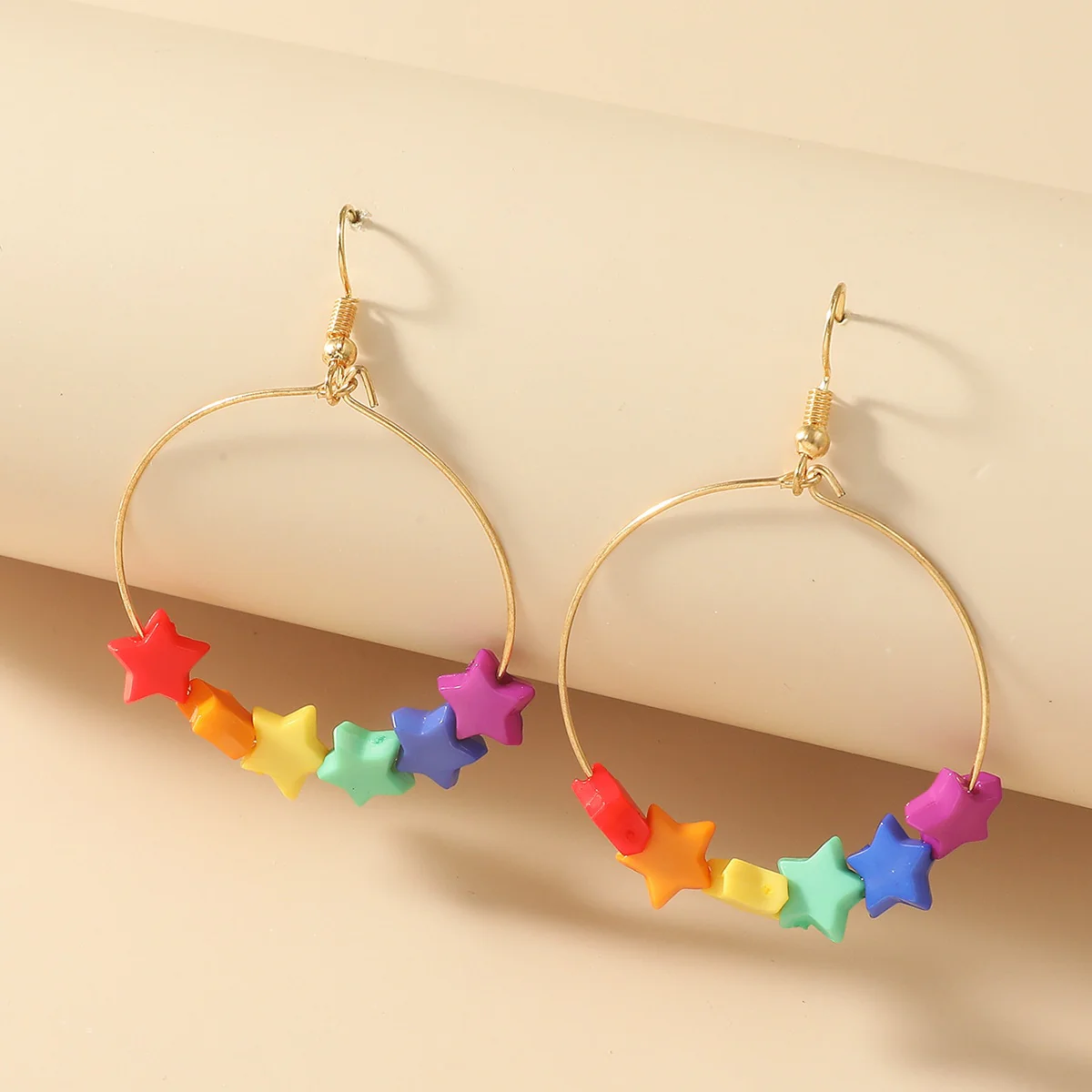 Rainbow Stars Hoop Earrings - Image 2