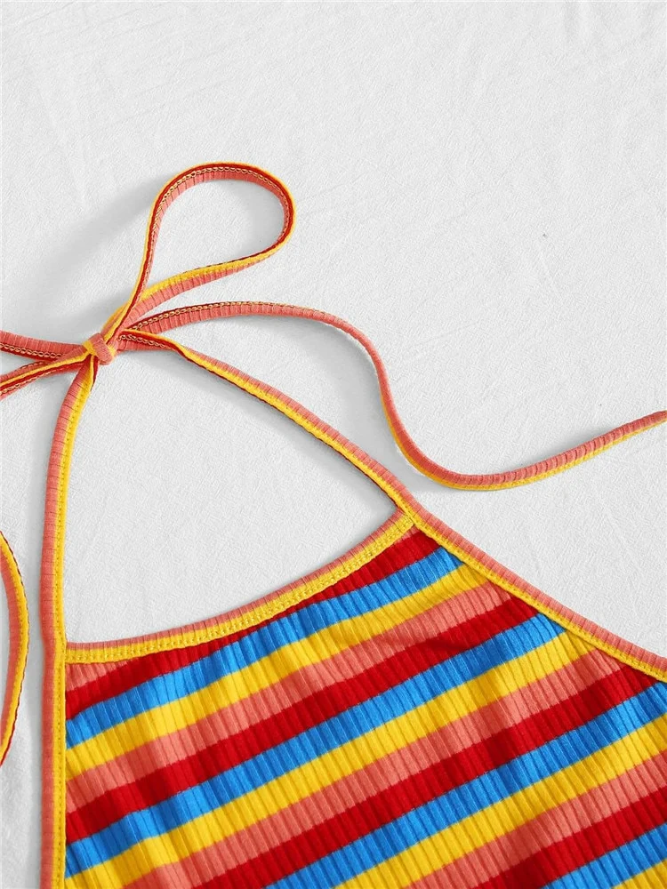 Rainbow Striped Halter Top - Image 4