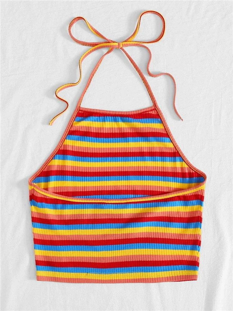 Rainbow Striped Halter Top - Image 6