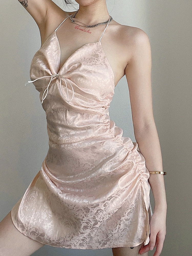 Soft Girl Aesthetic Silky Camisole Mini Dress - Image 3
