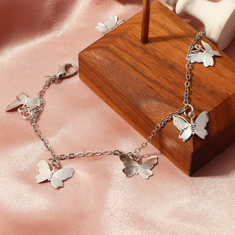 Soft Girl Aesthetic Silver Butterfly Bracelet - Image 2