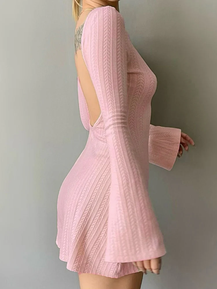 Soft Girl Backless Knitted Dress - Image 6