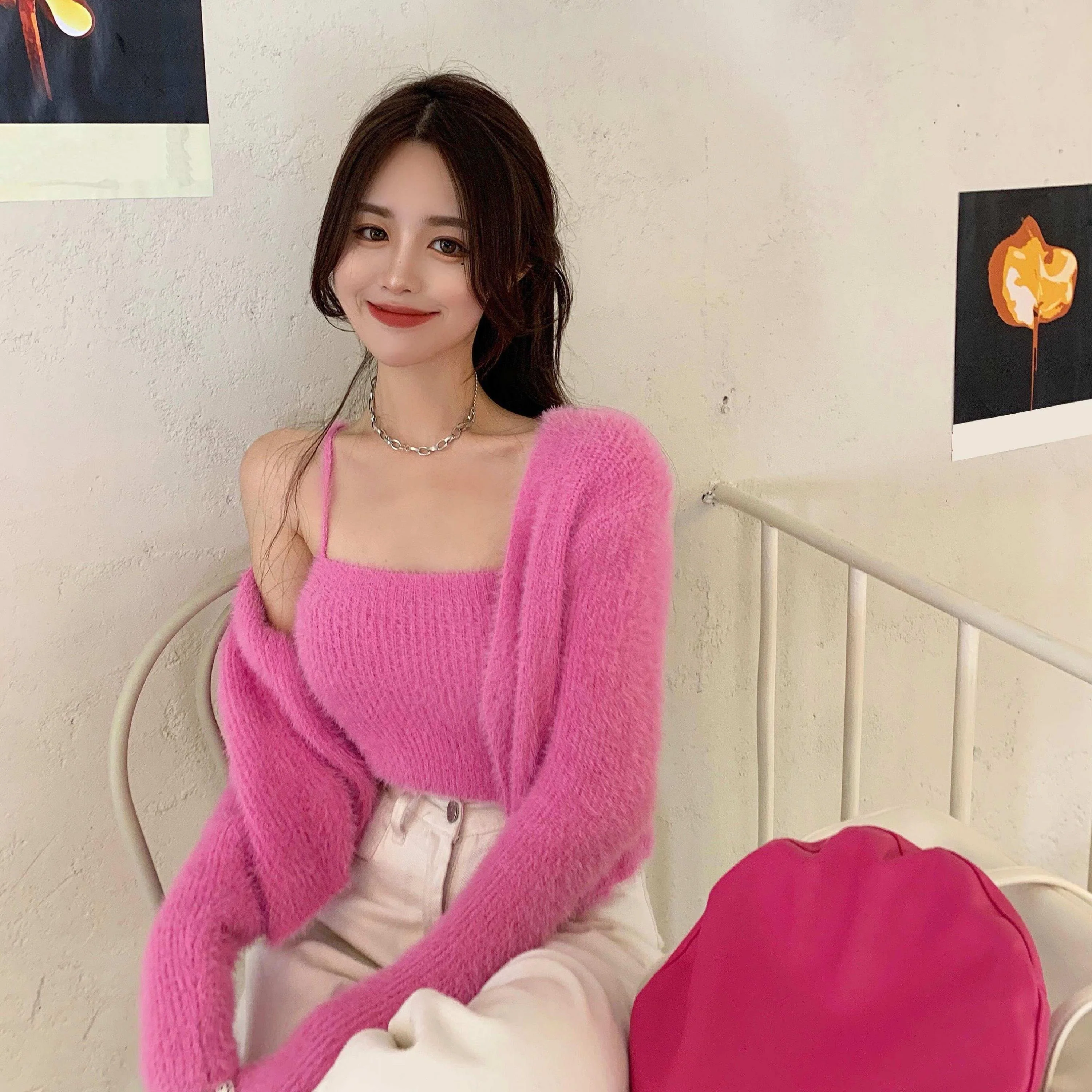 Soft Girl Cardigan Camisole Sweater Set - Image 11