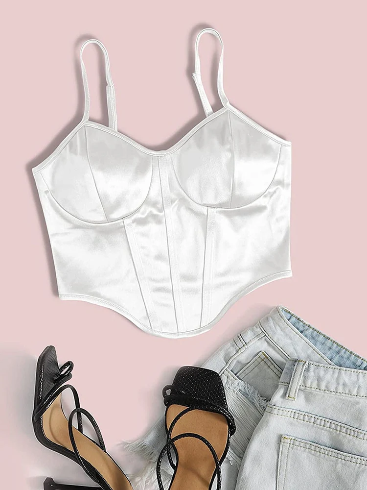Satin Bustier Top Pearl White - Image 3