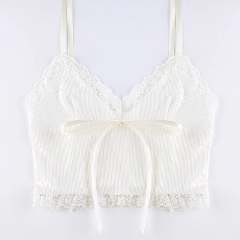Soft Girl Y2K Lace Trim Crop Top - Image 9