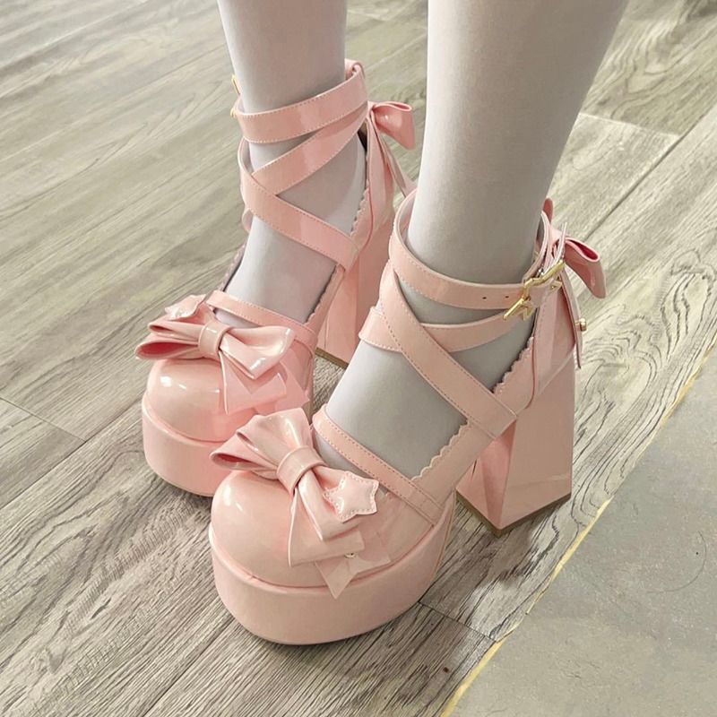 Sweet Bow Pink Mary Janes High Heels - Image 6