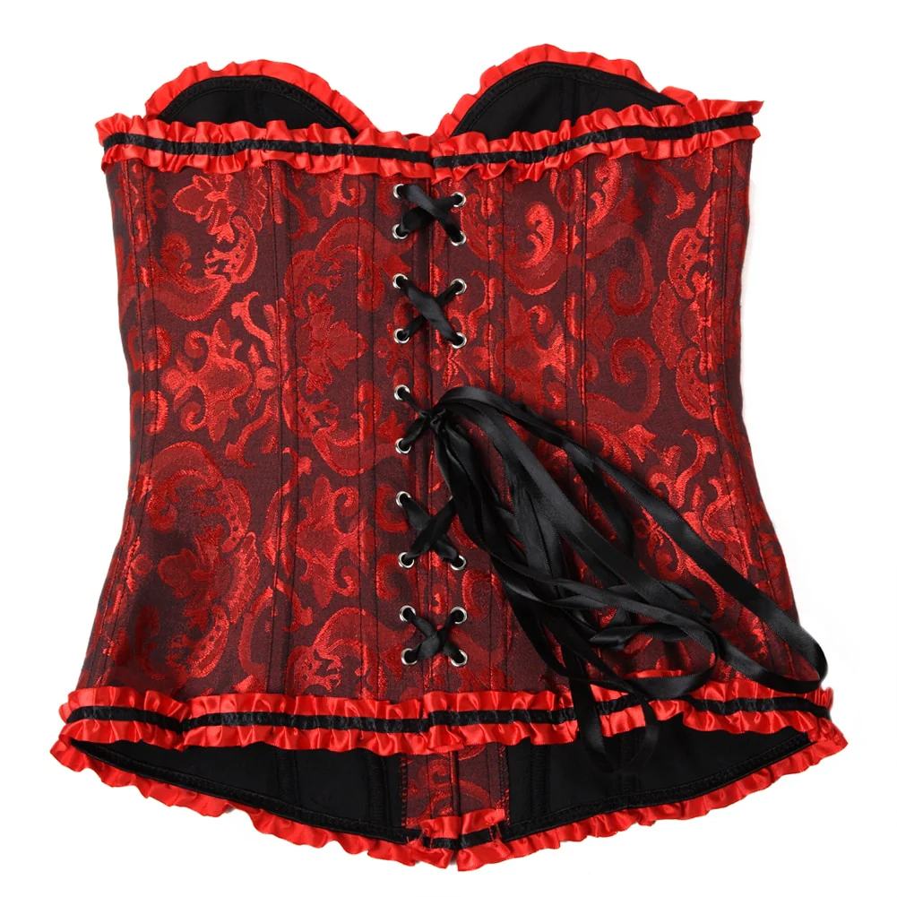 Vampire Corset Bustier Floral Blood Red - Image 4