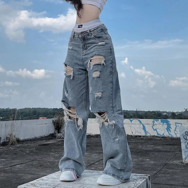 Y2K Grunge Ripped Baggy Jeans - Image 3