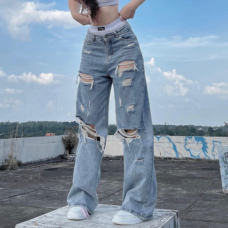 Y2K Grunge Ripped Baggy Jeans - Image 4