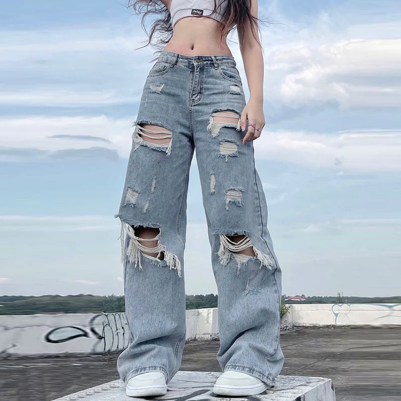 Y2K Grunge Ripped Baggy Jeans - Image 7