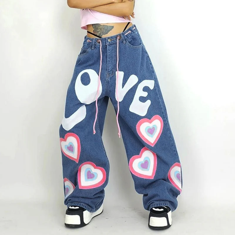 Y2K Indie Girl Heart Baggy Jeans - Image 18
