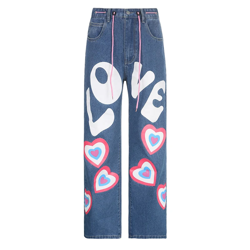 Y2K Indie Girl Heart Baggy Jeans - Image 8