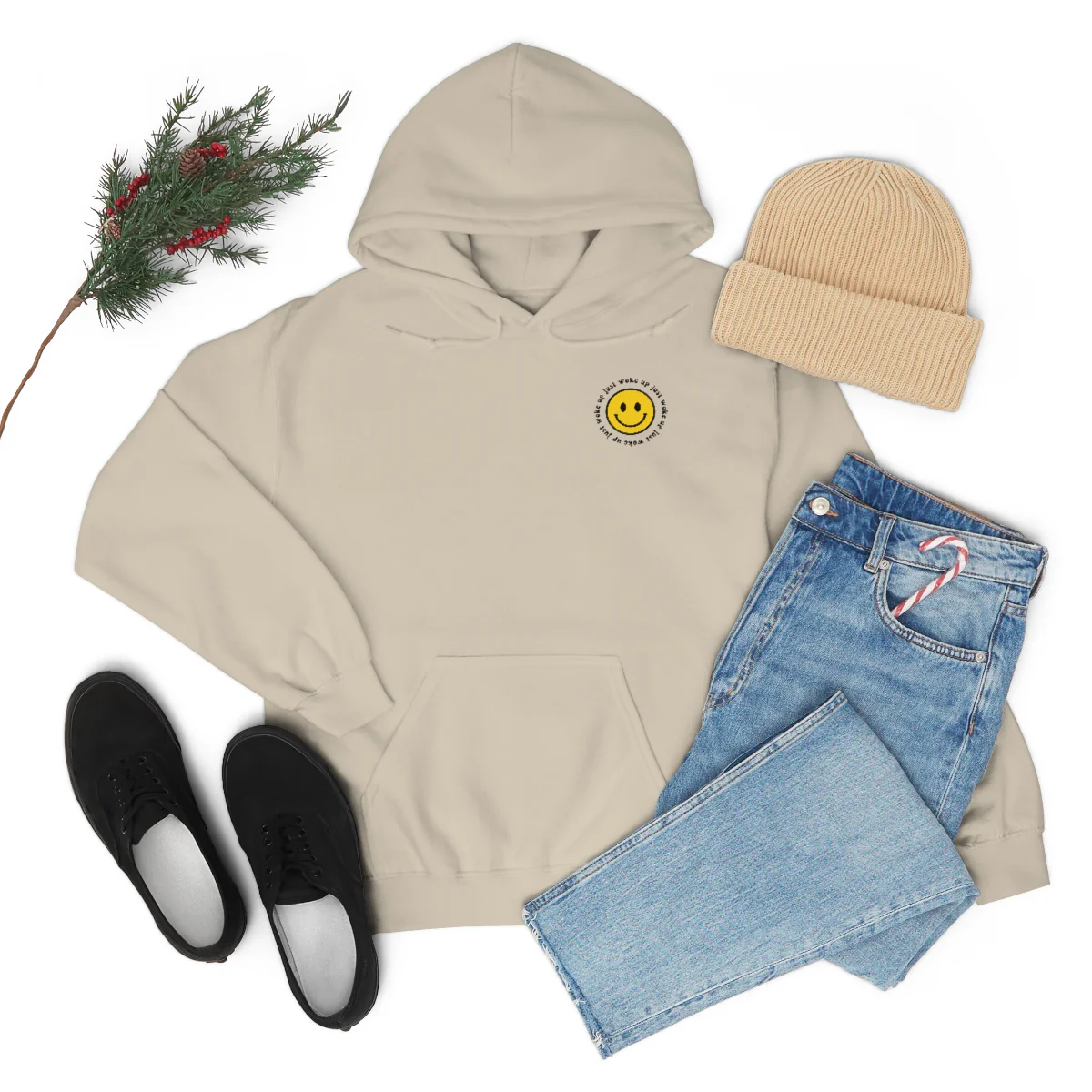 Y2K Smiley Just Woke Up Hoodie Sweatshirt - Image 16