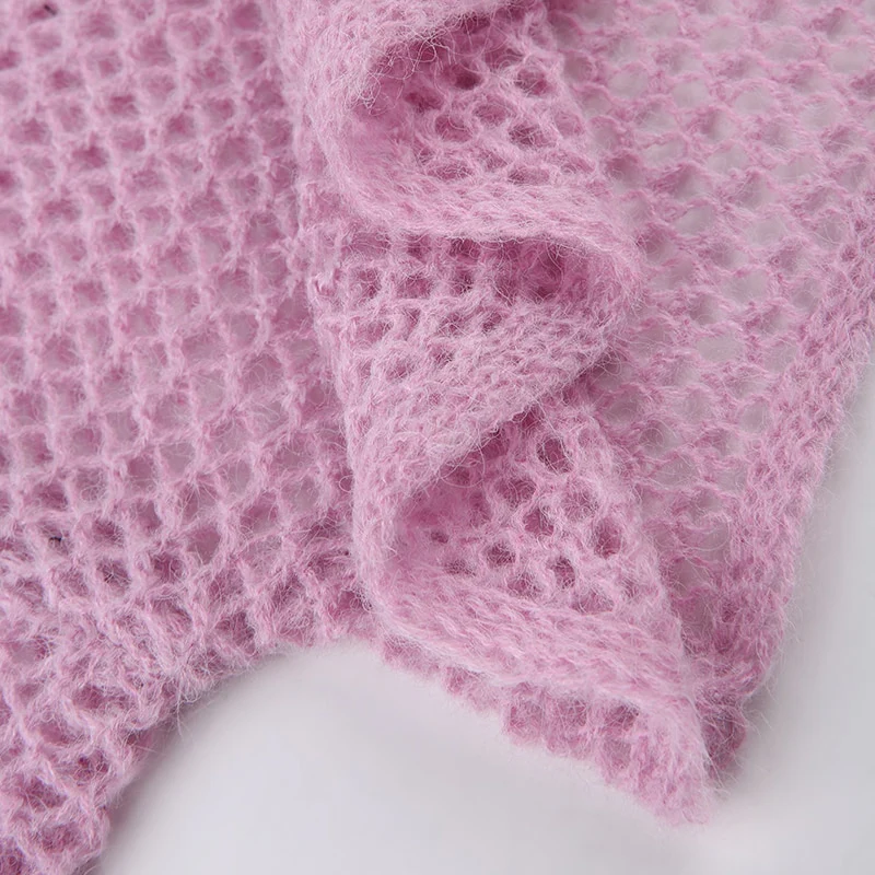 Y2K Sweet Pink Knit Top Crochet - Image 12