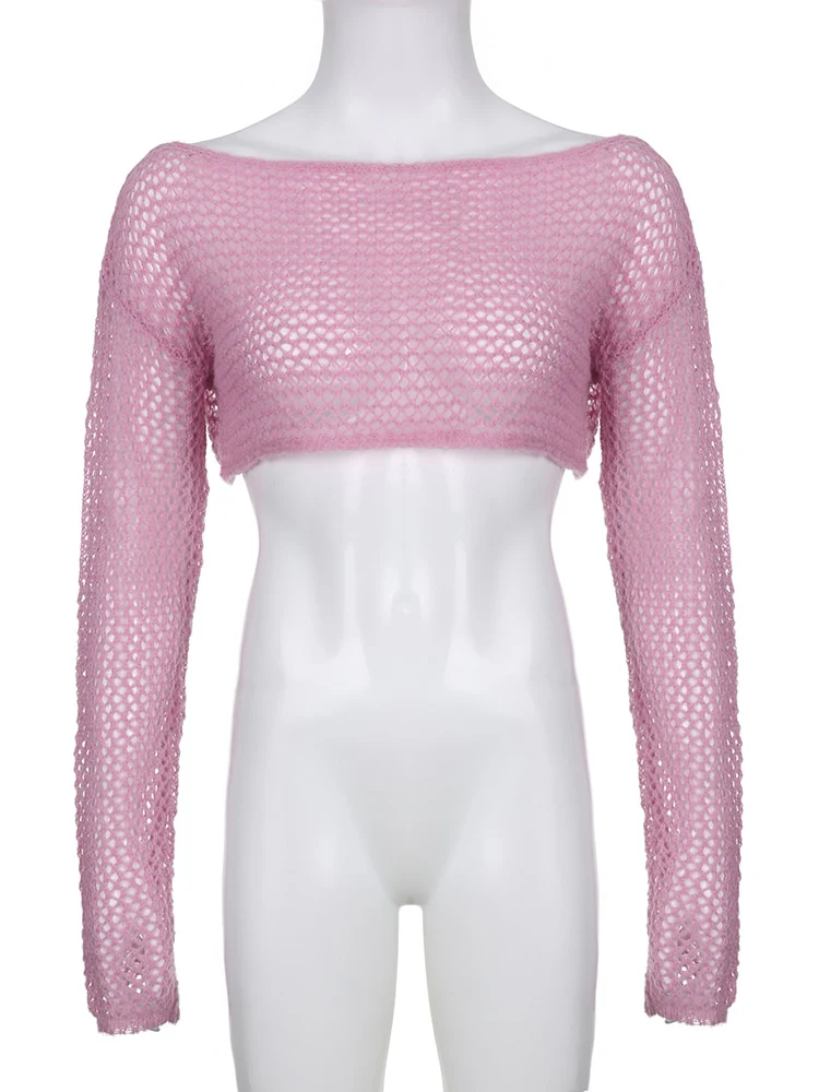 Y2K Sweet Pink Knit Top Crochet - Image 7
